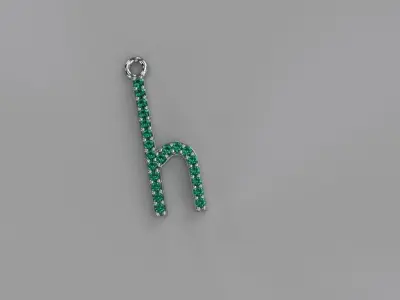 Diamond Lower Case H Pendant Gold Silver Gemstone Jewelry 3D print model