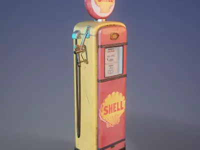 Shell Old Gas Station Pump Low-poly 3D model