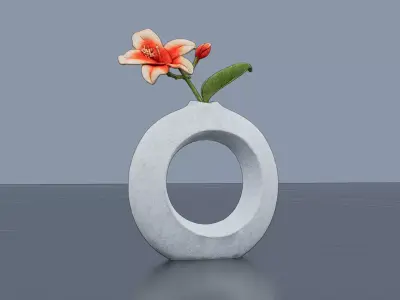 Flower on vase Low-poly 3D model