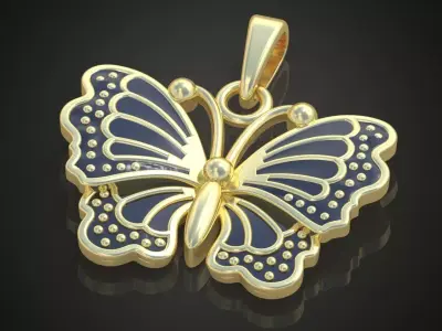 Butterfly Pendant model 3D 0189 printable model 3D print model