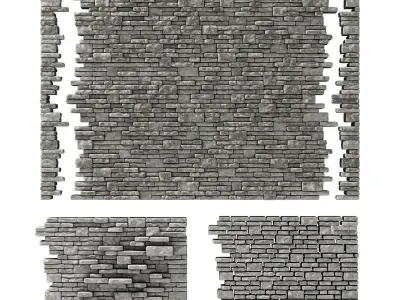 Brick stone wall block many n2 3D model