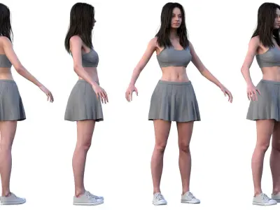 Woman - Summer Outfit 4 - Modular - Rigged Low-poly 3D model