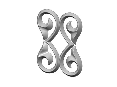 Double floral scroll decoration relief 3D print model