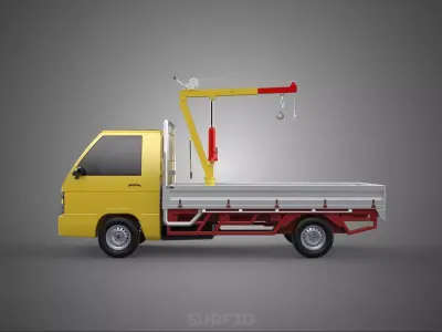 ARM FOLDING HYDRAULIC JIB CRANE MANUAL HAND WINCH TRUCK PICKUP 3D model