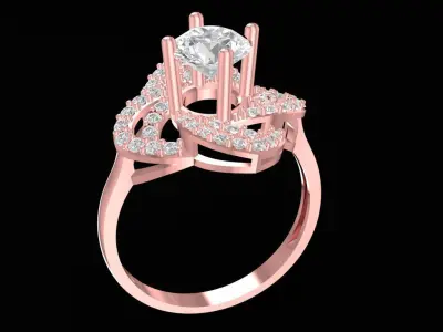 Luxury Twisted Four Petal Halo Ring for Women  2483 3D print model