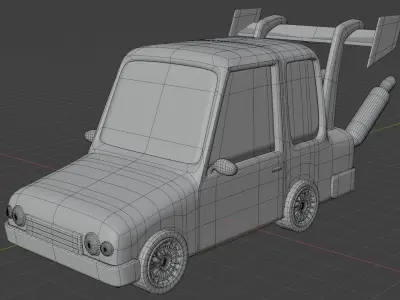 A Yellow Cartoon Racing Car 3D model