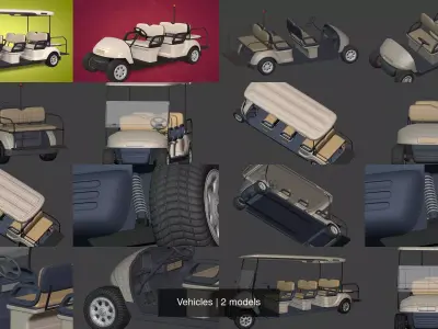 Airport - Utility Golf Cart -- Electric Vehicle 3D Model Pack