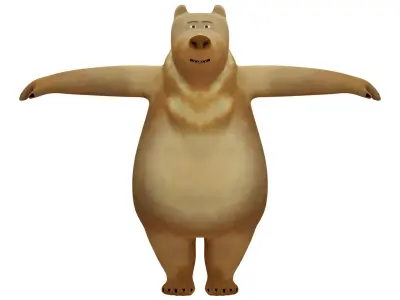 Cartoon Style Brown Bear Low-poly 3D model