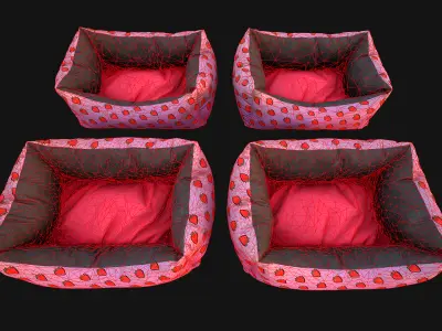 Bed for Animals Dog Cat Rodent Hamster Rat Pet Pack Set Low-poly 3D model