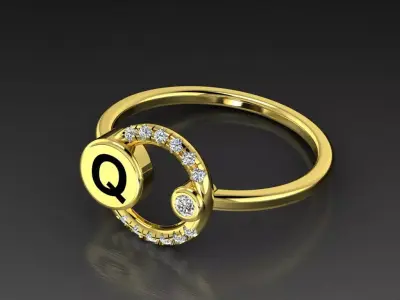 Alphabet Jewelry Rings Letter Q Free 3D print model