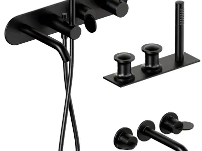 A set of faucets and shower heads and bathtubs 001 3D model