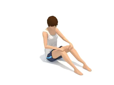 Boat Pose Yoga Exercise Woman Animation Low-poly 3D model