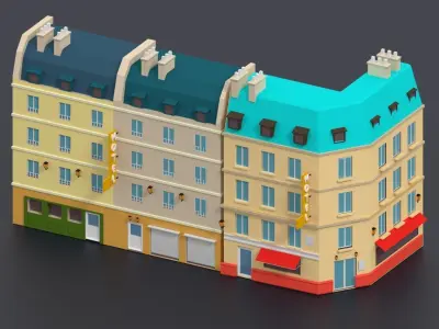 Low Poly City Pack Low-poly 3D model