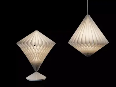 STRALA Diamond Shaped Lamp Shade White  And Table Lamp IKea 3D model