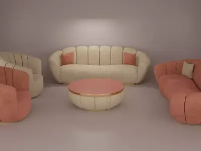 Sofa- Flower Low-poly 3D model