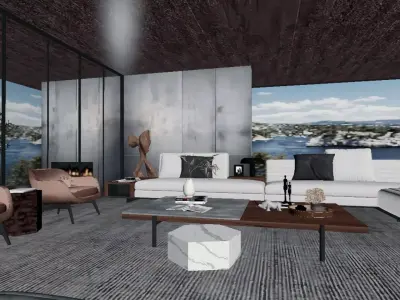 Italian-Style Minimalist Living Room 3D model