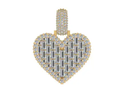 Luxury Basket-Weave Diamond Heart Pendant 3D print model