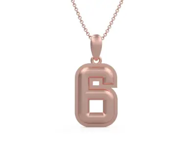 Model 1158 Number 6 Necklace Curved With Border 3D print model