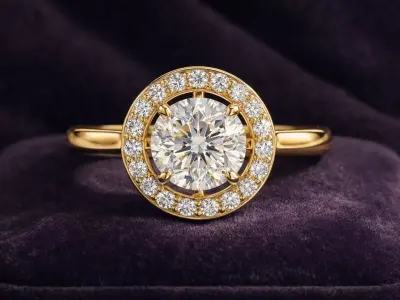 Round Halo Split Shank Engagement Ring 3D Printable CAD 3D print model