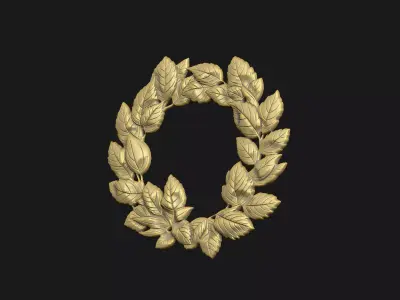 Wreath Laurel Award cad leaves Oxidized cnc laser engraved 3D print model
