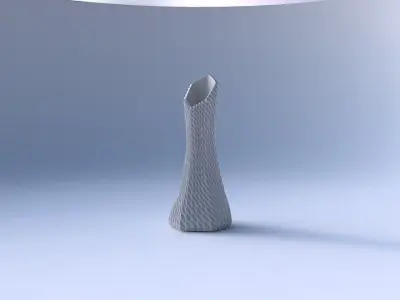 Vase squeezed and bent hexagon with bent extruded pattern 3D print model