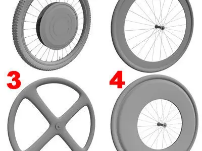Detailed set of 4 Bike Wheels 3D model