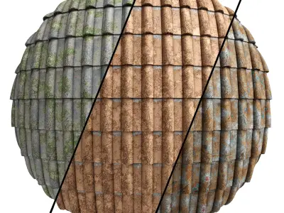Roof Tile Materials 4- By 3 color Pbr By Sbsar 4k Texture