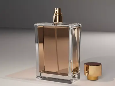 Perfume Bottle 3D Model Glass Bottle with Sprayer and Cap 3D model