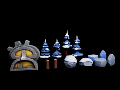 Stylized Pack environment Low-poly 3D model