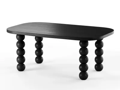 Wooden minimalist rectangular large coffee table 3D model