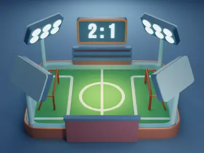 Football Soccer Field Low Poly Low-poly 3D model