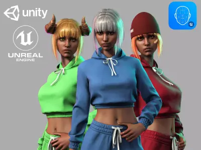 Streetwear Girl 1-16 - Sportswear Girls Pack Game-Ready Low-poly 3D model