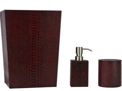 Josie Genuine Leather 3 Piece Bathroom Accessory Set 3D model