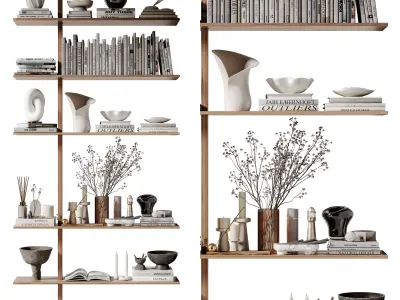 rack Minimalistic wooden shelving 07 3D model