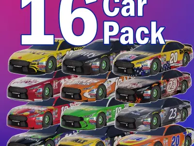 Nascar Race Car Pack - 16 Car  UPDATED 3D model