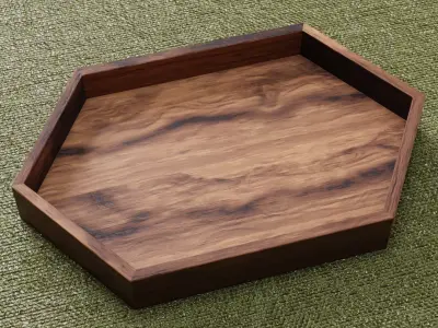 HexaWood Platter with Mat Low-poly 3D model