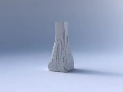 Vase squeezed rectangle with partial random triangle plates 3D print model