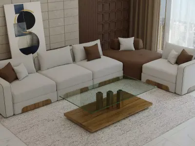 Modern Italian Luxury Sofa Set with Minimal Elegance 3D model