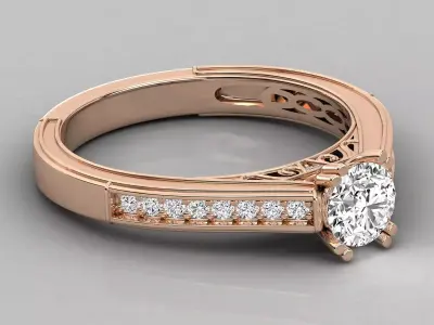 Classic Channel Set Solitaire Ring CAD Design Luxury Model 3D print model