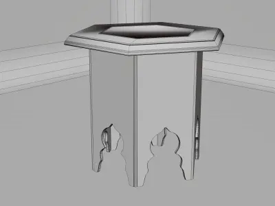 Oriental Living Room Chair-Stool  3D model
