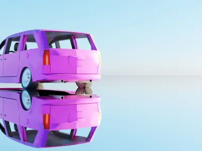 Low Poly Mini Van Low-poly 3D model