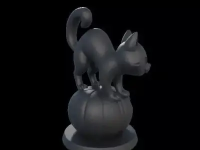 Black Cat on Pumpkin 3D print model