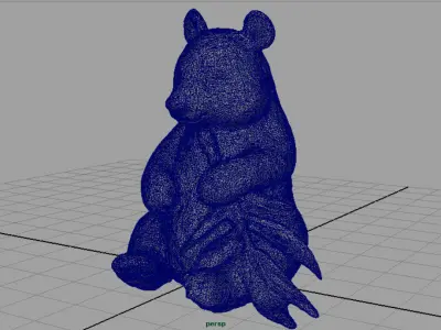 PANDA bear holding leaf Low-poly 3D model