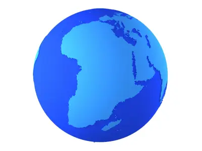 Solid Color Blue Globe 3D model