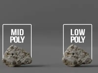 8 Photorealistic Travertine Stones Low-poly 3D model