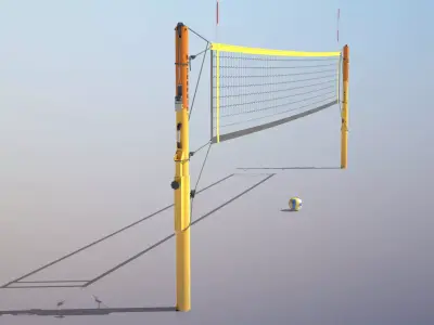 Beach Volleyball Set Low-poly 3D model
