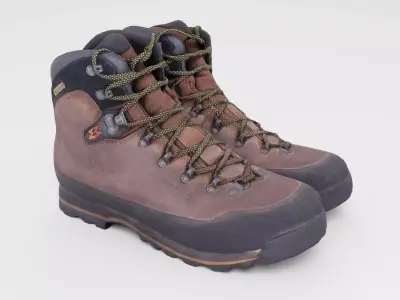 Pair of trekking hiking boots shoes outdoor footwear 3D model