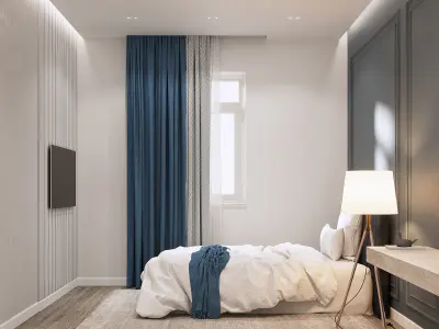 Neoclssical bedroom interior with corona 3D model