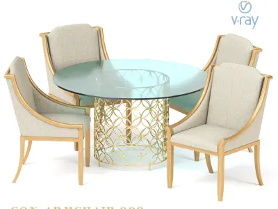 Caracole Dining Table   Chair Set 3D model