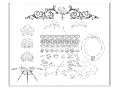 Baroque Gold Ornament Elements Set - 3ds Max Corona 3D model